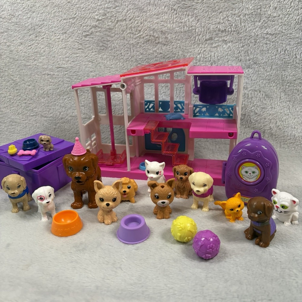 Barbie Pet Shop Playset Lot Dogs Cats Puppies Figures Carrier Accessories